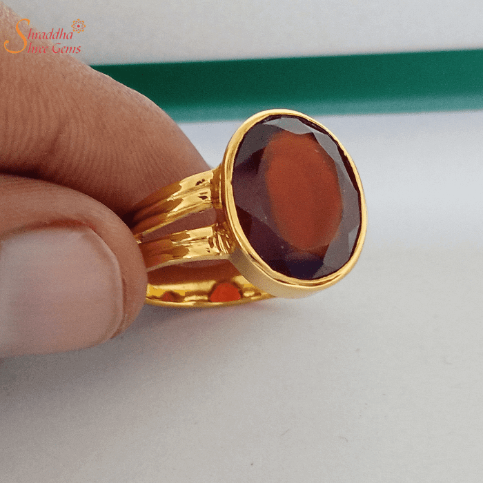 5.25ct Natural Certified Hessonite Garnet Gomed 92.5 Sterling Silver Gemstone  Ring