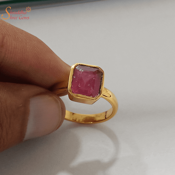 Pear shaped ruby white gold diamond halo ring — Vintage Jewelers & Gifts,  LLC.