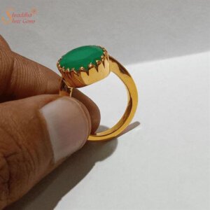 Natural Green Onyx Gemstone Ring