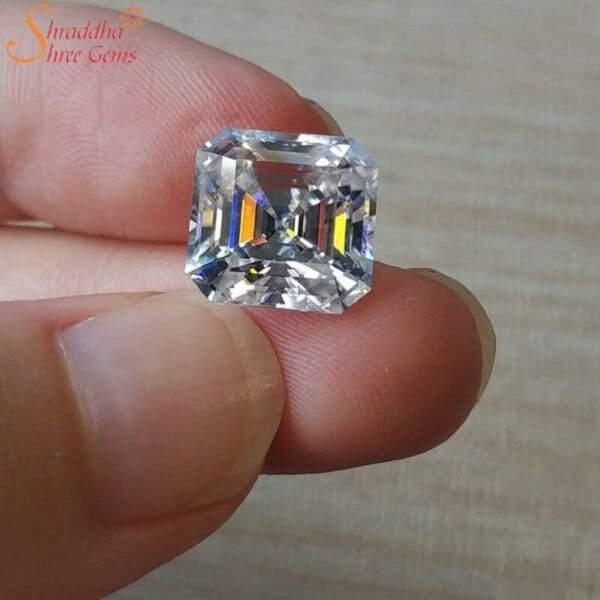 Certified asscher cut moissanite stone