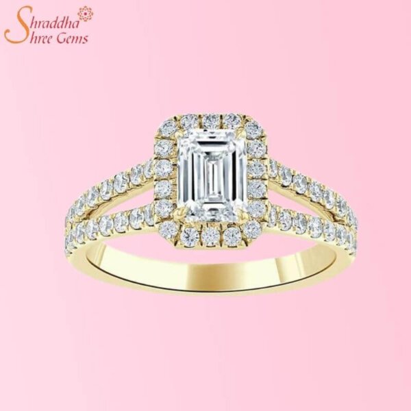 Emerald Shape Moissanite Diamond Ring