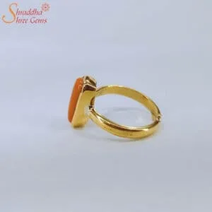 Adjustable Coral Gemstone Ring