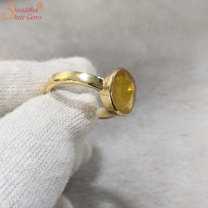 Certified yellow sapphire gemstone ring