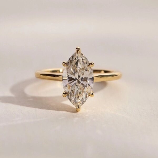 Marquise Shape Moissanite Diamond Solitaire Ring