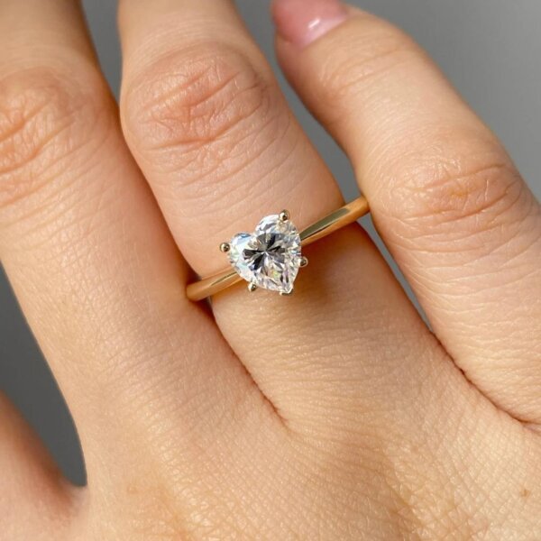 Heart Shape Moissanite Diamond Solitaire Ring