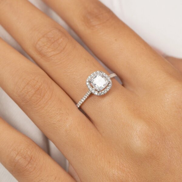 Cushion Shape Moissanite Diamond Promise Ring