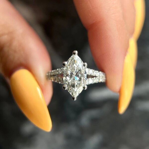 Marquise Shape Moissanite Diamond Promise Ring