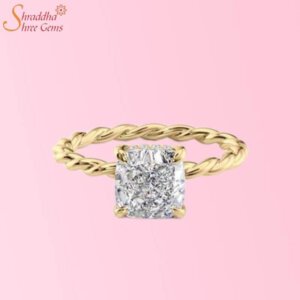 Cushion Moissanite Diamond Solitaire Ring