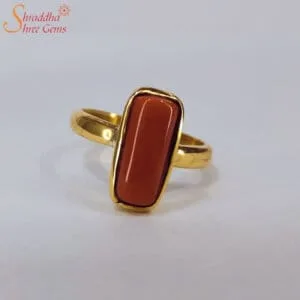 Adjustable Coral Gemstone Ring