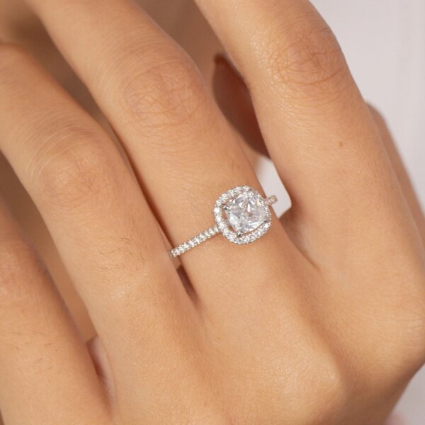 Cushion Shape Moissanite Diamond Promise Ring