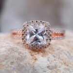 Princess Shape Moissanite Diamond Promise Ring