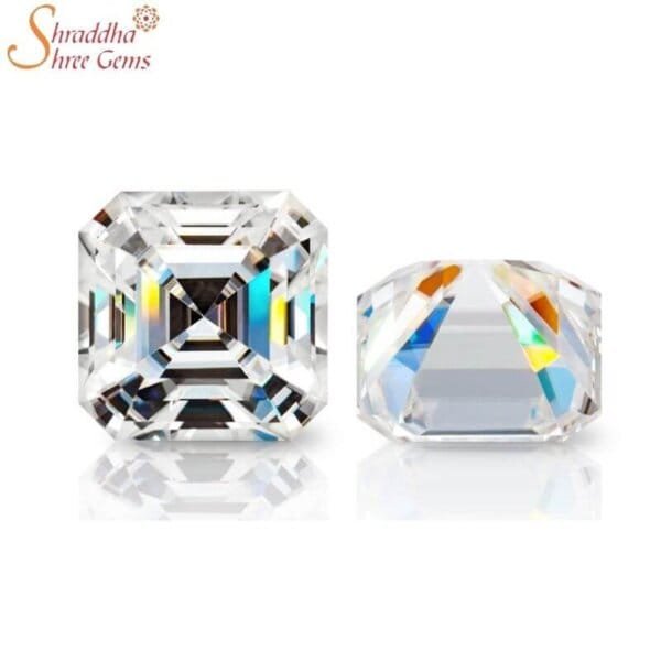 Certified asscher cut moissanite stone