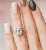 Emerald Shape Moissanite Diamond Ring