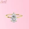 pear shape moissanite diamond solitaire ring