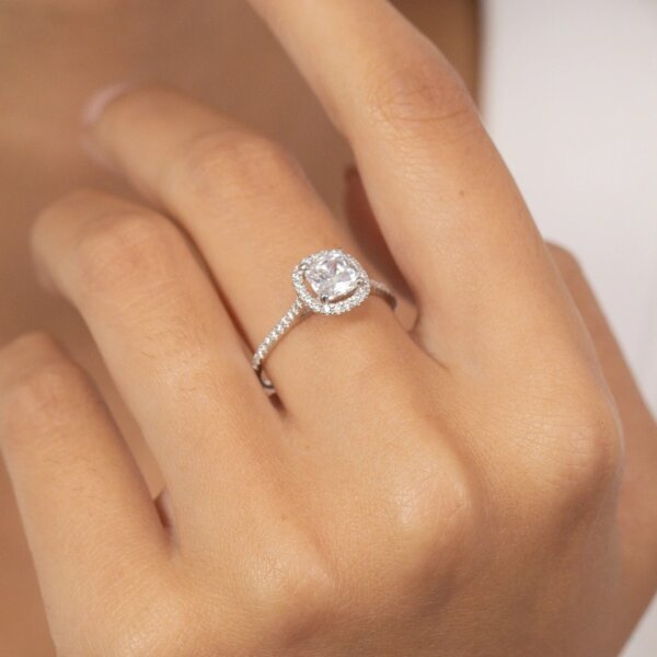 Cushion Shape Moissanite Diamond Promise Ring