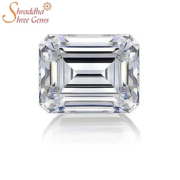 Emerald Shape Moissanite Stone, GRA Certified Shraddha Shree Gems