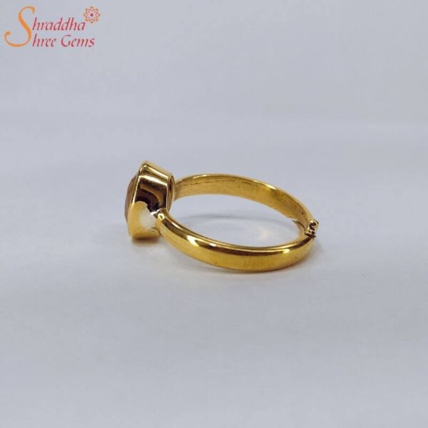 Untreatet A+ Quality Natural Yellow Sapphire Pukhraj Gemstone Gold Plated  Ring for Women's and Men's