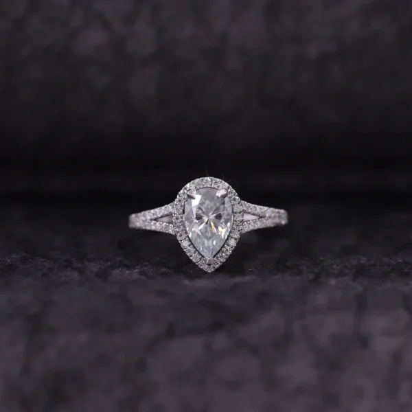 Pear Shape Moissanite Diamond Promise Ring