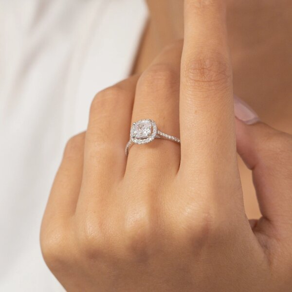 Cushion Shape Moissanite Diamond Promise Ring