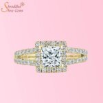 princess shape moissanite diamond ring