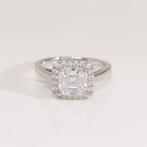 Asscher Shape Moissanite Diamond Promise Ring