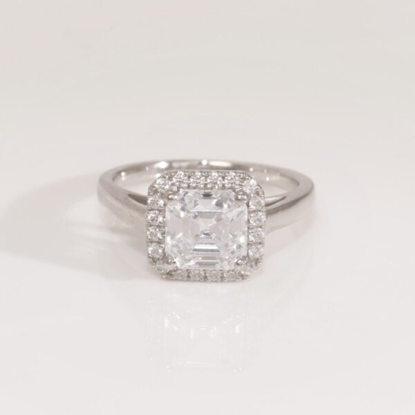 Asscher Shape Moissanite Diamond Promise Ring