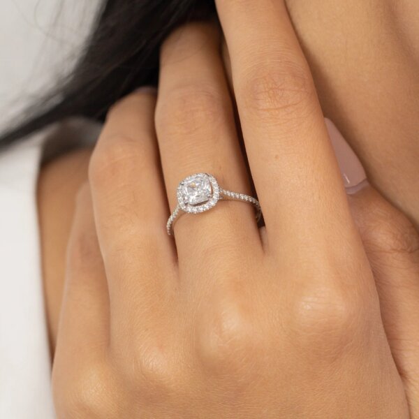 Cushion Shape Moissanite Diamond Promise Ring