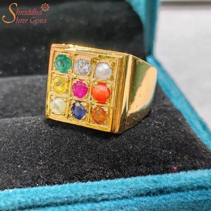 navratna ring, nine gemstone ring