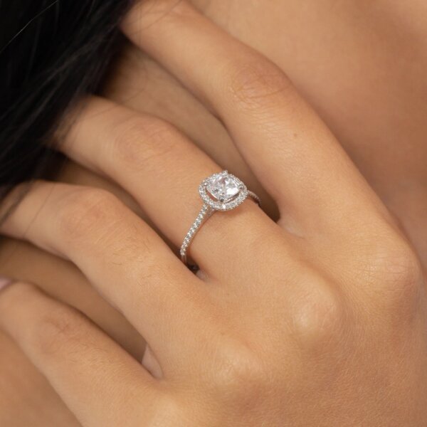 Cushion Shape Moissanite Diamond Promise Ring