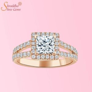 Princess Shape Moissanite Diamond Promise Ring