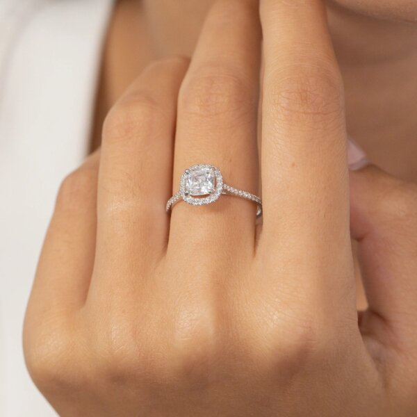 Cushion Shape Moissanite Diamond Promise Ring