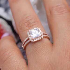 Princess Shape Moissanite Diamond Promise Ring