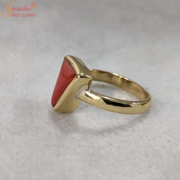 natural coral gemstone ring in sterling silver