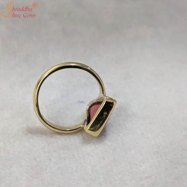 natural coral gemstone ring in sterling silver