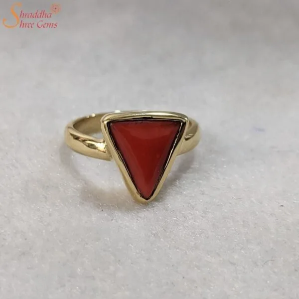 natural coral gemstone ring in sterling silver