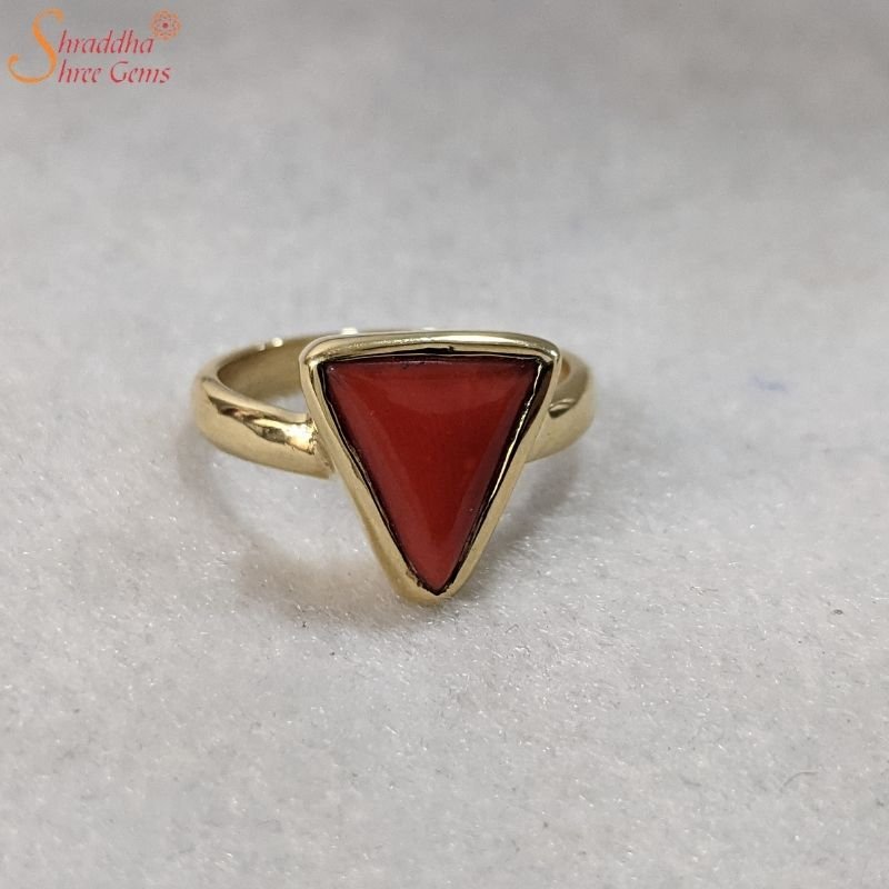 RATAN BAZAAR Coral Ring Original Precious Stone Triangle Moonga Stone  Certified and Astrological Purpose for unisex Stone Coral Gold Plated Ring  Price in India - Buy RATAN BAZAAR Coral Ring Original Precious