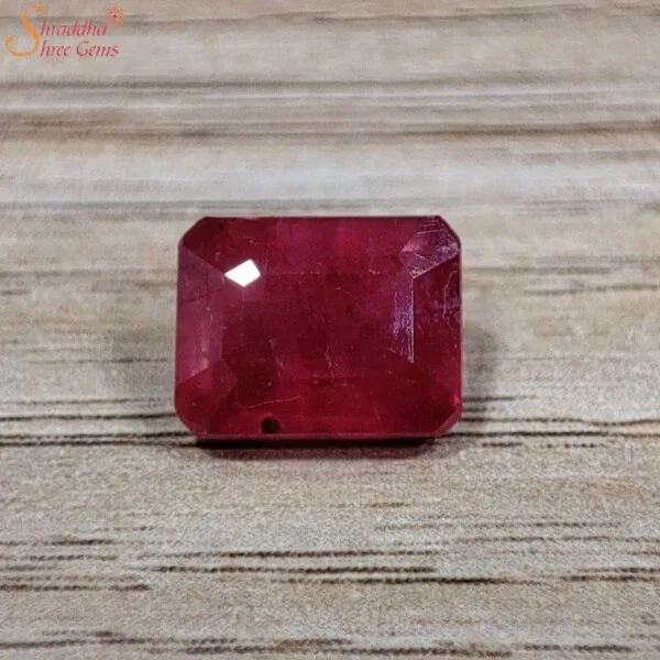 Emerald Shape 6 Carat Loose Ruby Gemstone (Manik)
