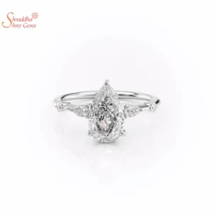 Pearl Shape Moissanite Diamond Wedding Ring