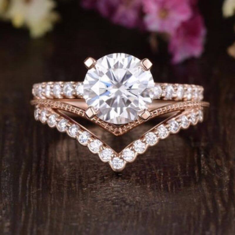 Beautiful Wedding Ring Sets White Gold Vintage Ring VD10016S