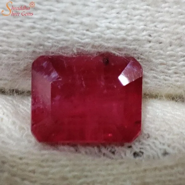 Emerald Shape 6 Carat Loose Ruby Gemstone (Manik)