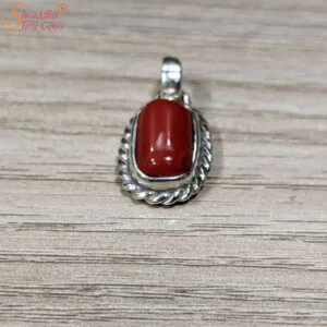 Natural Coral Pendant, Moonga Pendant