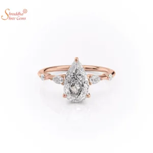 Pearl Shape Moissanite Diamond Wedding Ring