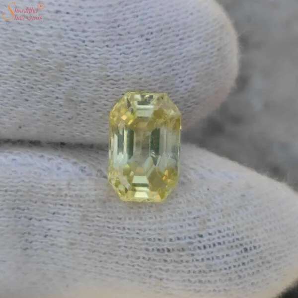 5 carat hight quality yellow sapphire gemstone (3) Emerald Shape 5 Carat Yellow Sapphire Gemstone