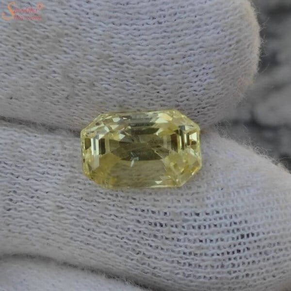 Emerald Shape 5 Carat Yellow Sapphire Gemstone