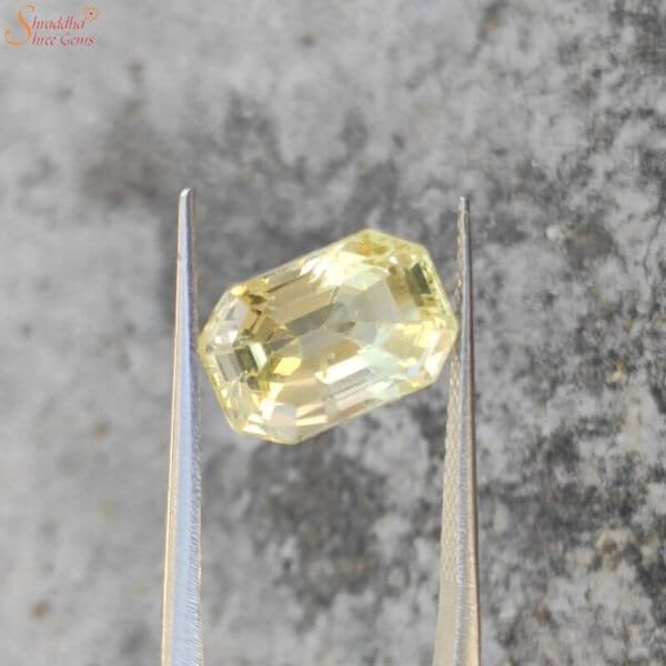 Emerald Shape 5 Carat Yellow Sapphire Gemstone