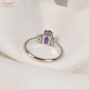 Natural Amethyst Gemstone Ring In Sterling Silver