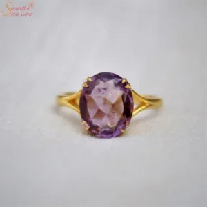 Oval Shape Amethyst Gemstone Ring