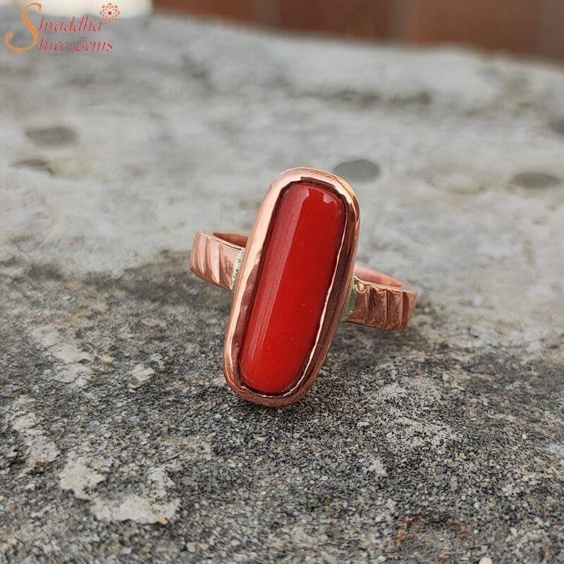 Buy Red Coral Ring, Moonga Ring, in Copper panchdhatu Yellow Gold Plating  Handmade Ring for Mens and Womens Online in India - Etsy