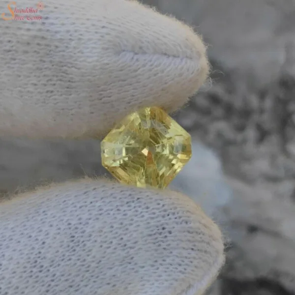 Emerald Shape 6 Carat Yellow Sapphire Gemstone