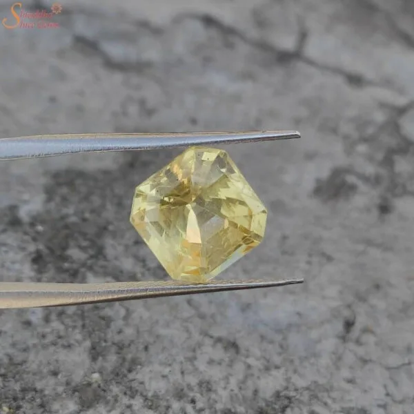 Emerald Shape 6 Carat Yellow Sapphire Gemstone
